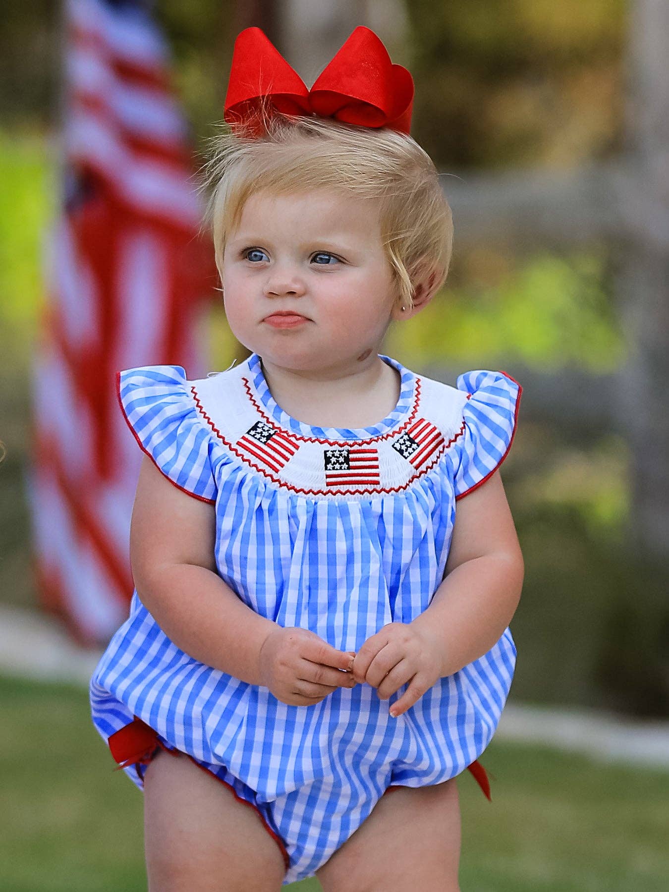 Girls Embroidered Flag Romper