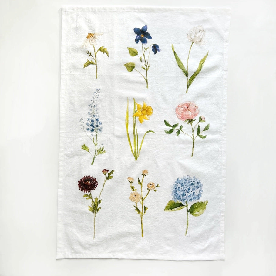 Garden Flowers Cotton Flour Sack Tea Towel