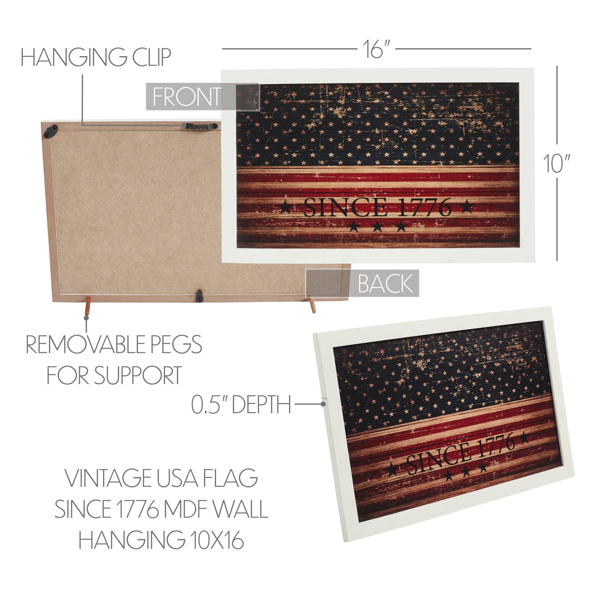 1776 Vintage American Flag Wall Sign