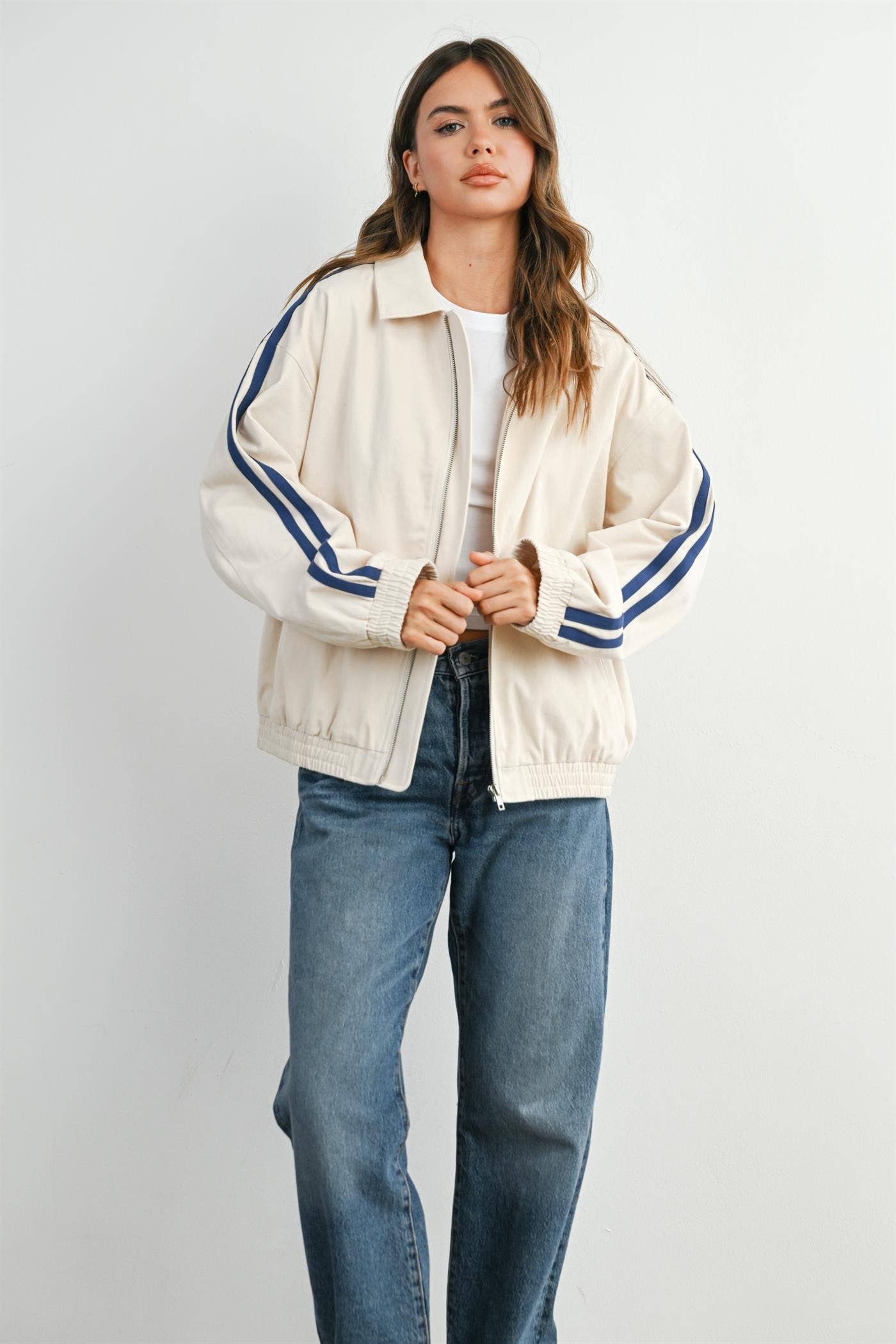 The Steve Striped  Zip-Up Jacket