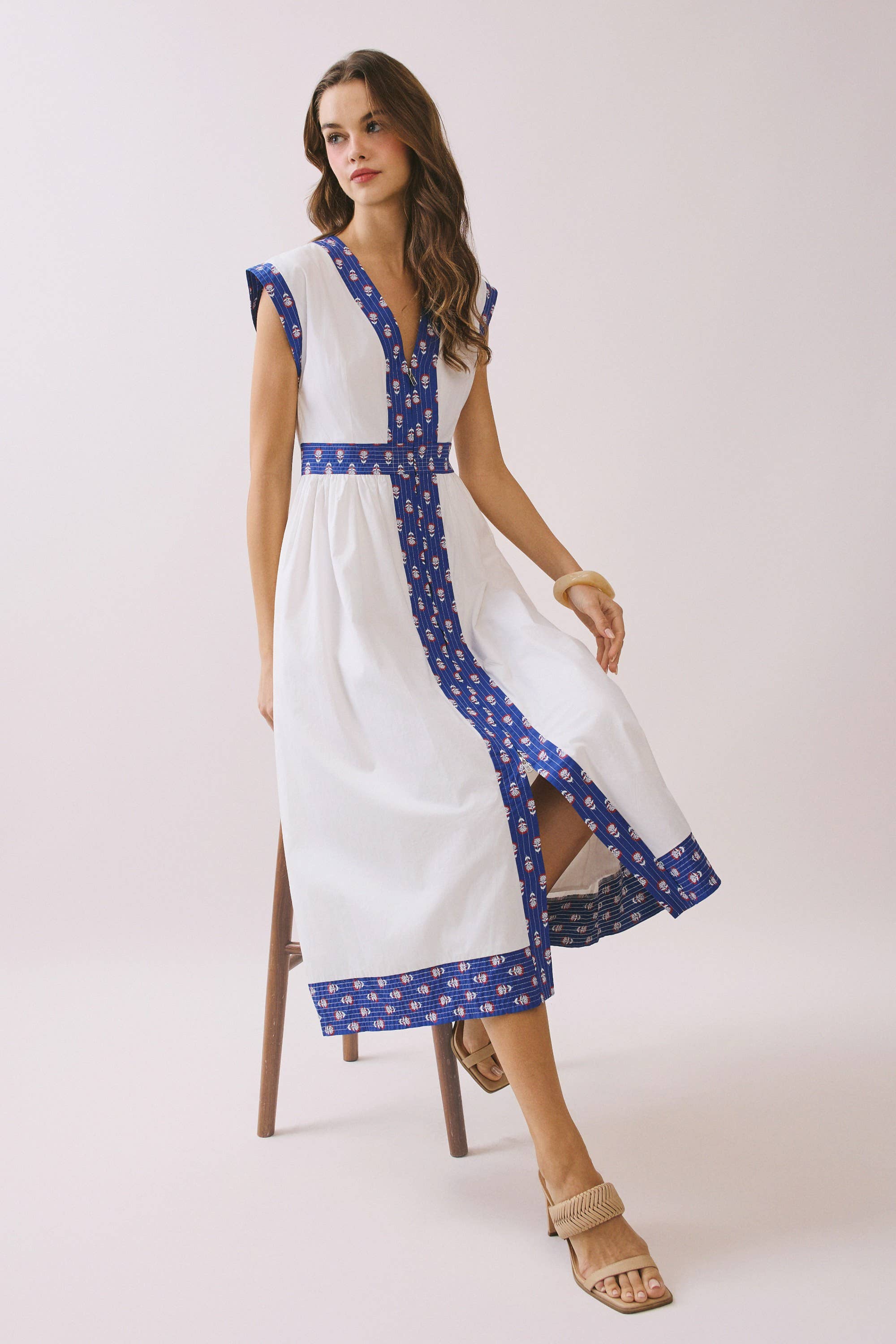 sasha midi dress Sasha Print Midi Dress Blue / Medium