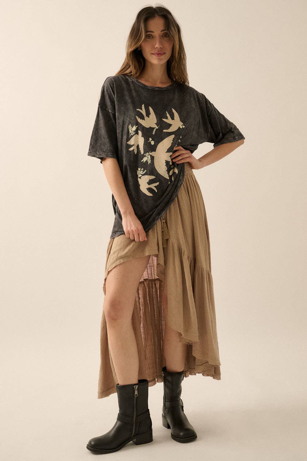 Birds Oversized Graphic Tee