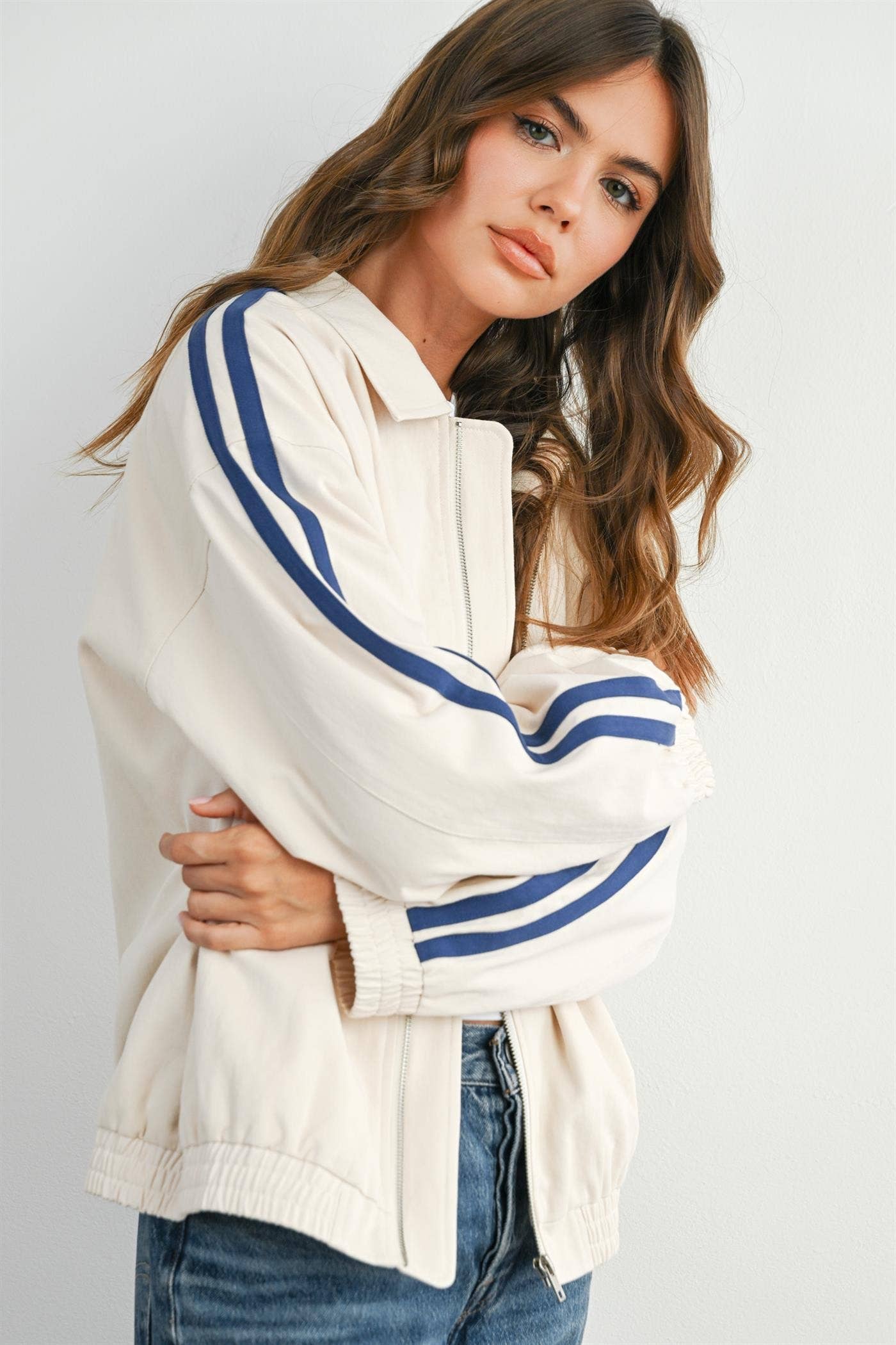 The Steve Striped  Zip-Up Jacket