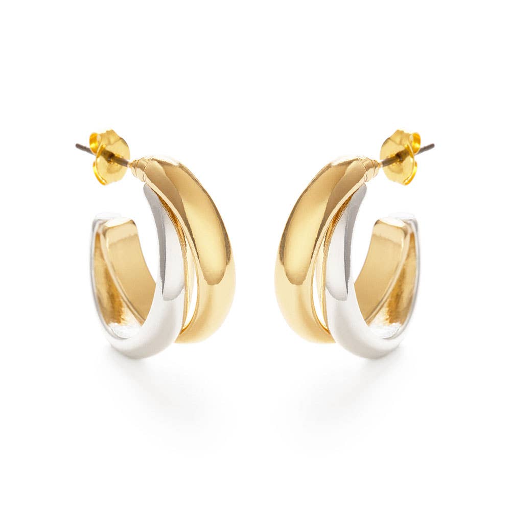 Mixed Metal Hoop Earrings