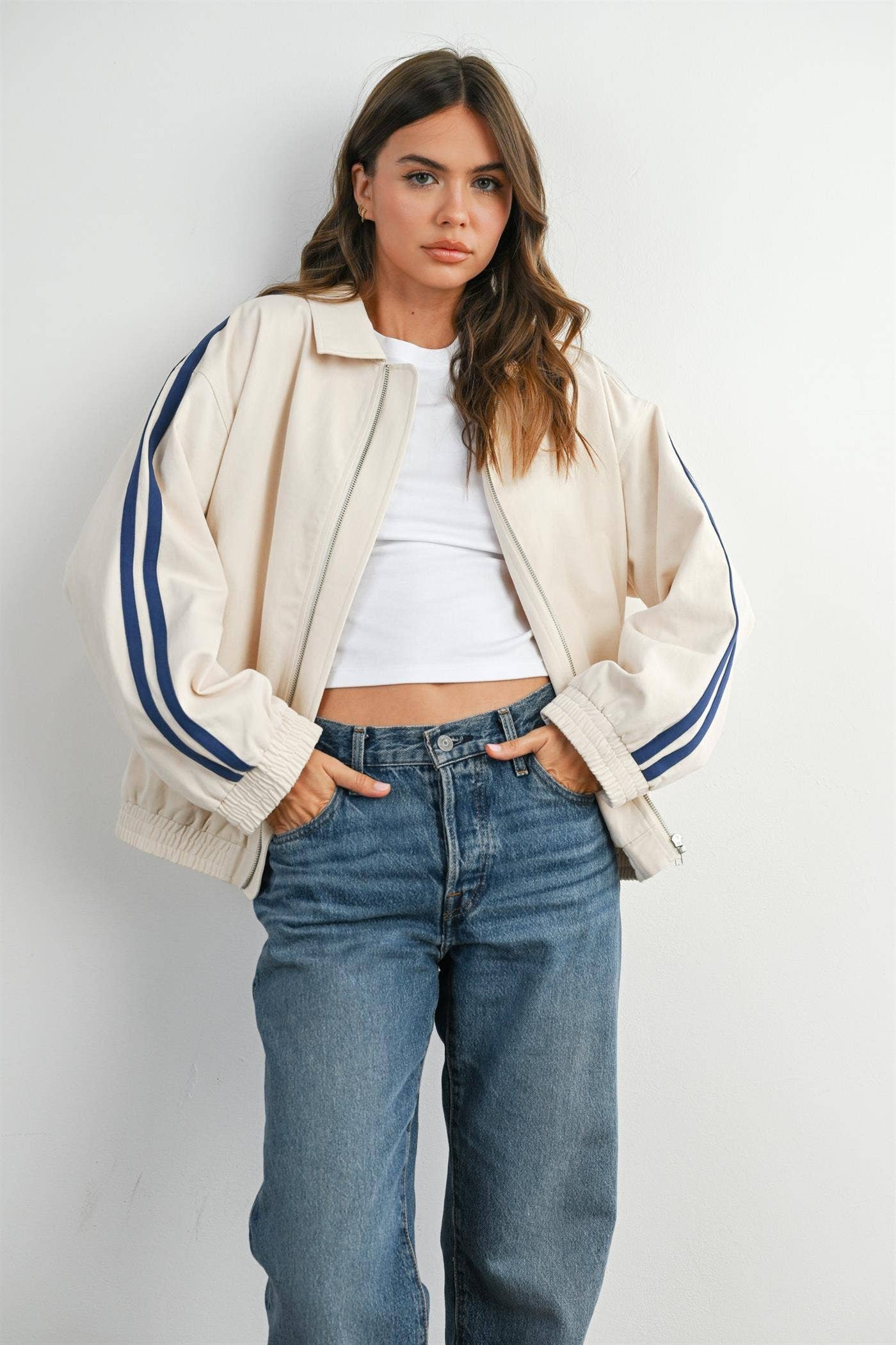 The Steve Striped  Zip-Up Jacket