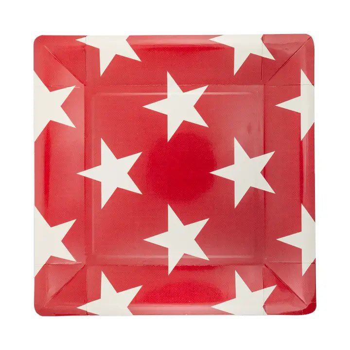Hamptons Square Red Star Paper Plate