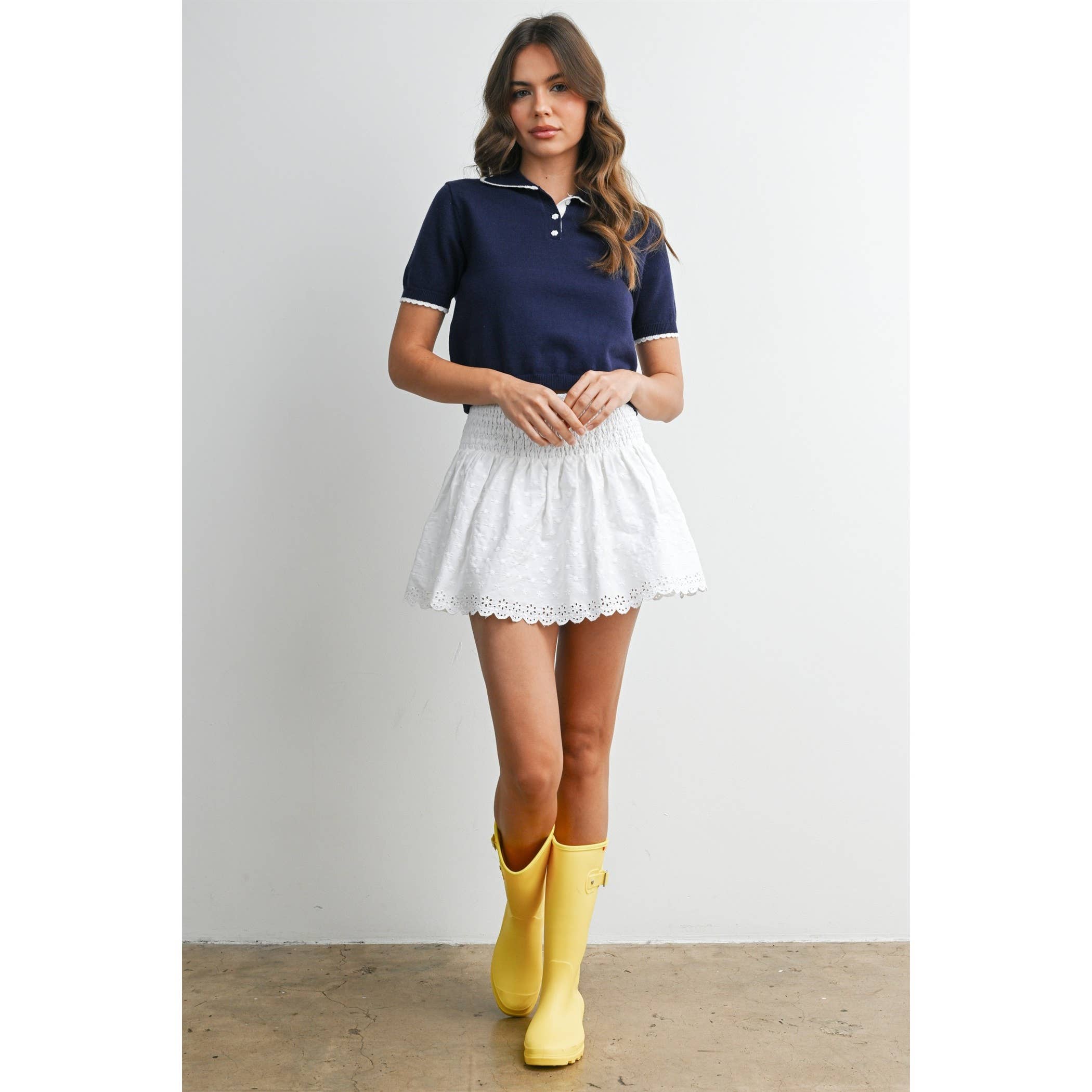 The Maeve Scalloped Trim Knit Polo