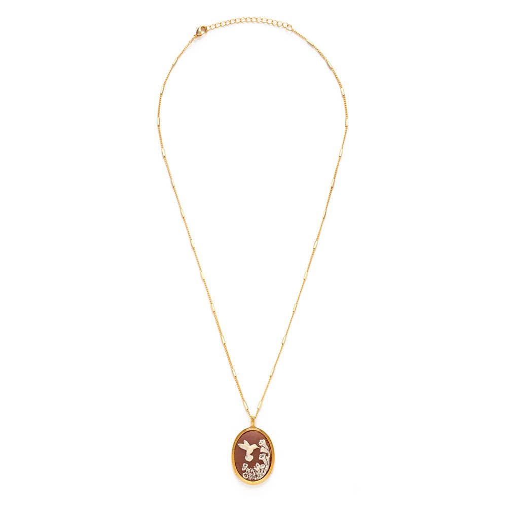 Hummingbird Vintage Cameo Necklace