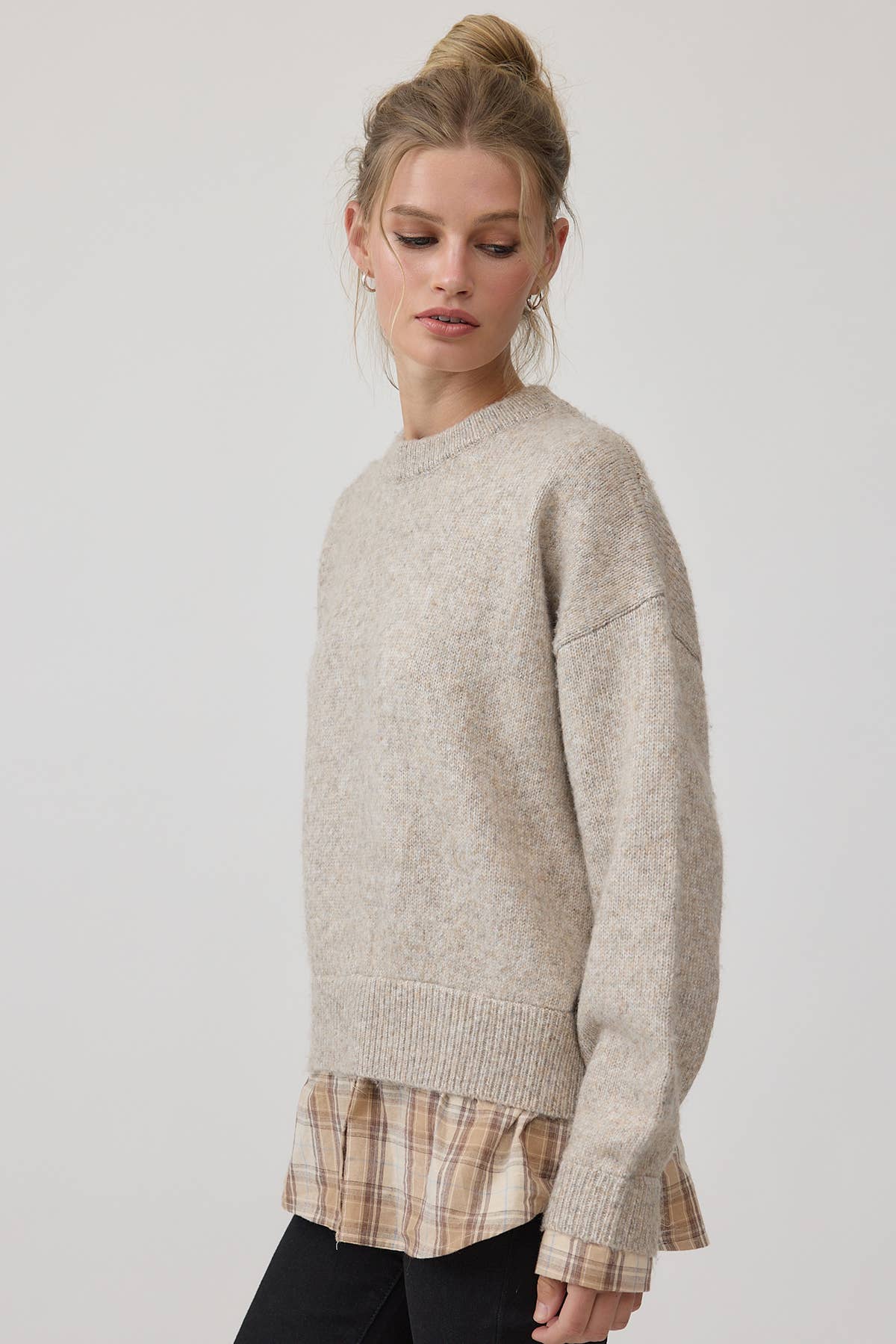 The Lorelai Layered Plaid Knit Sweater