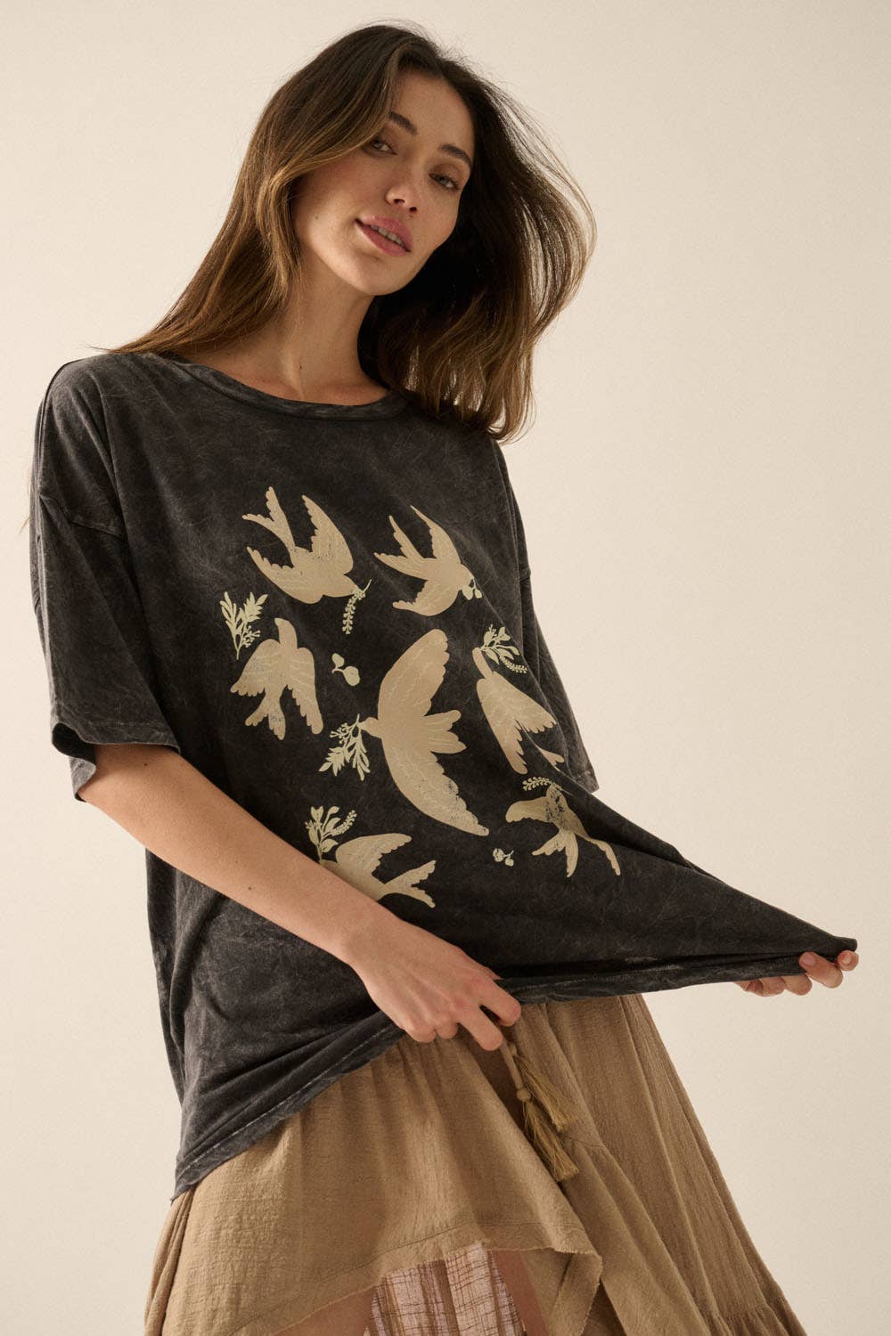 Birds Oversized Graphic Tee