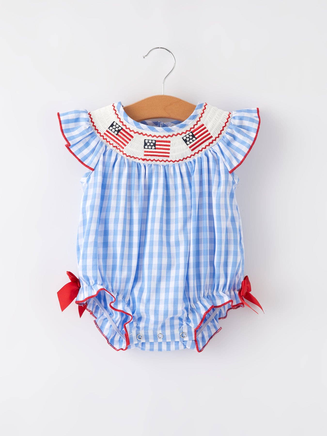 Girls Embroidered Flag Romper