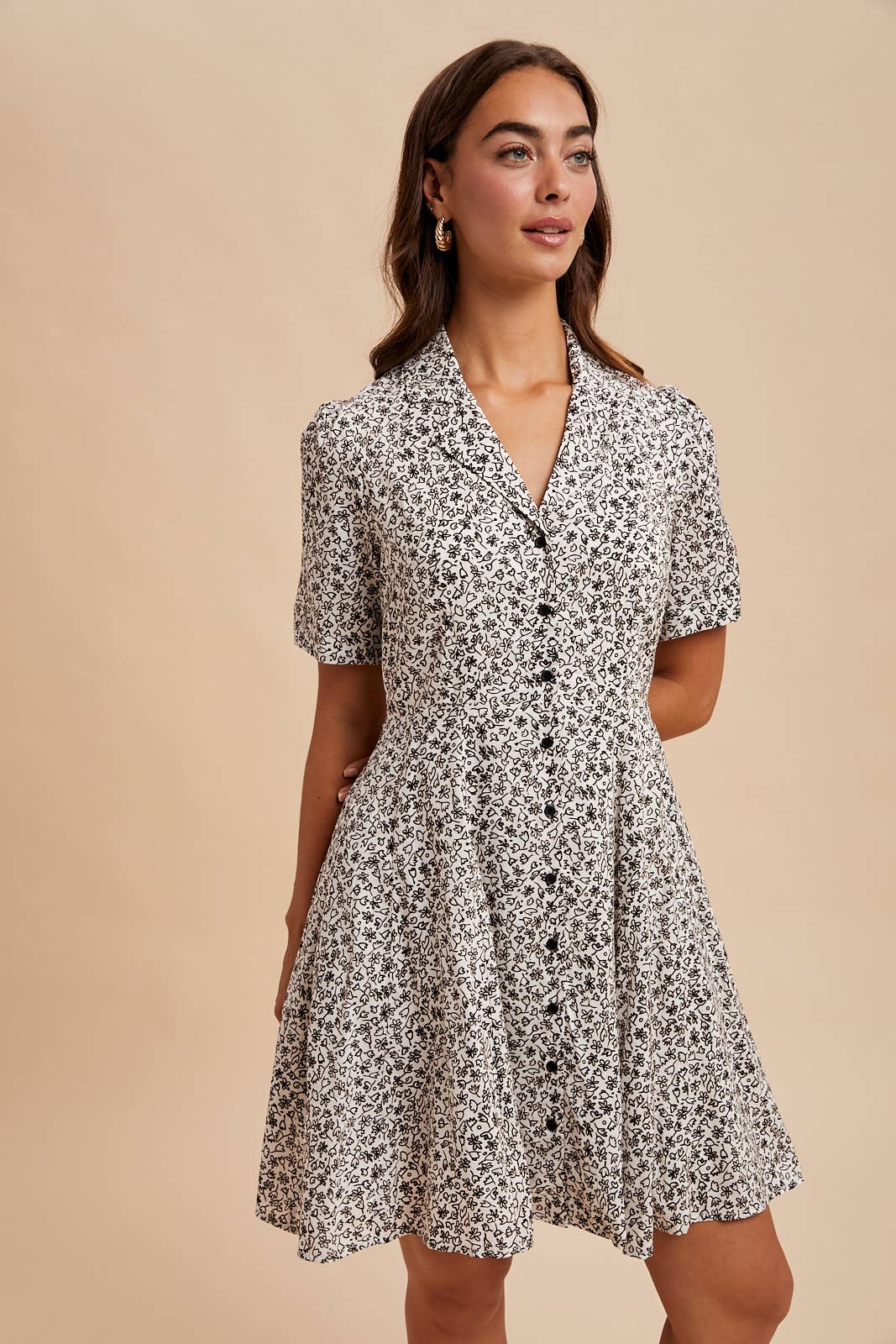 The Kitty Collared Button Down Mini Dress