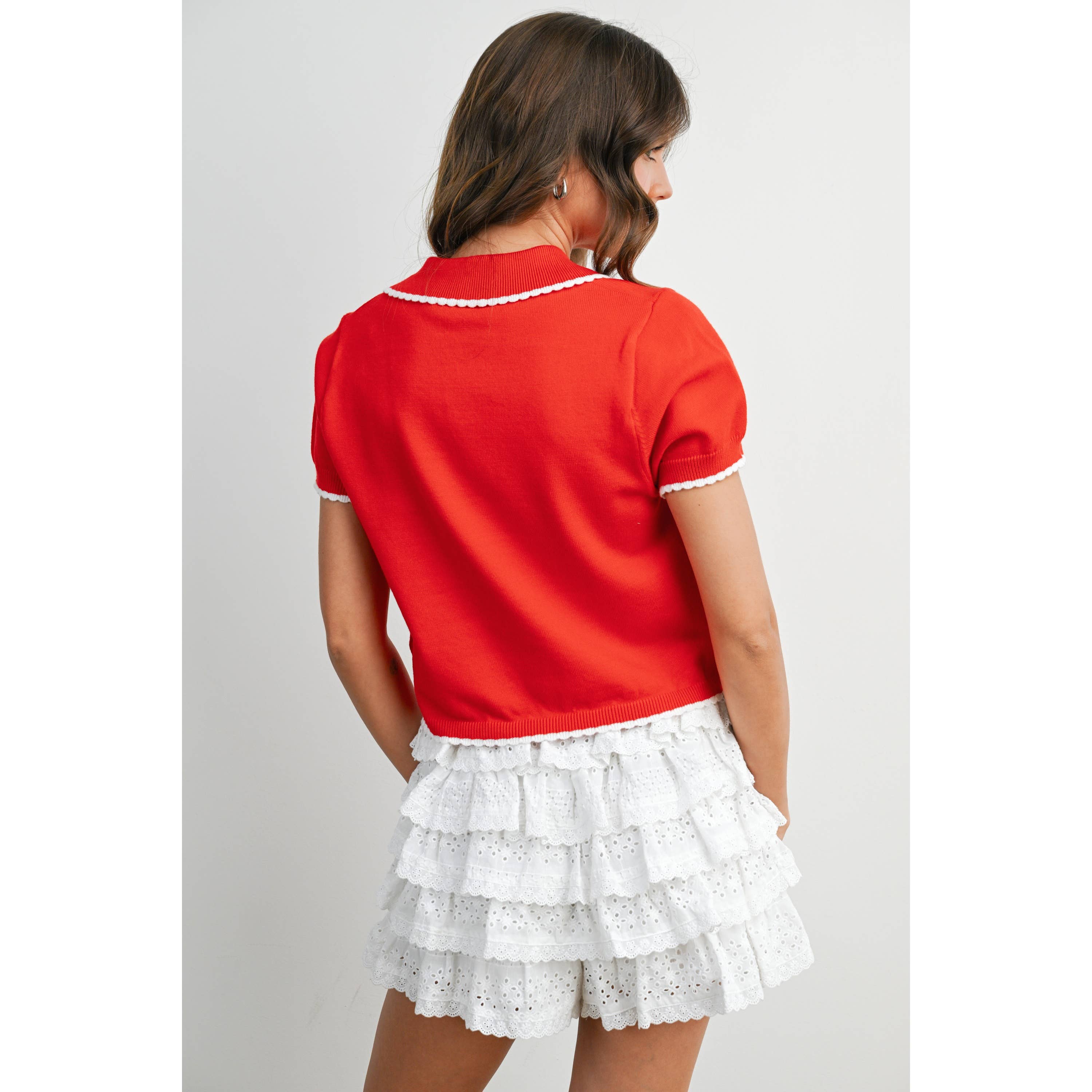 The Maeve Scalloped Trim Knit Polo