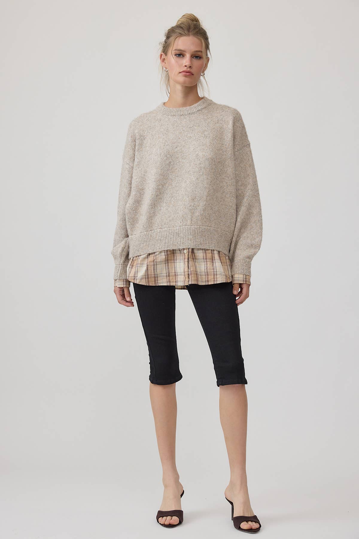 The Lorelai Layered Plaid Knit Sweater