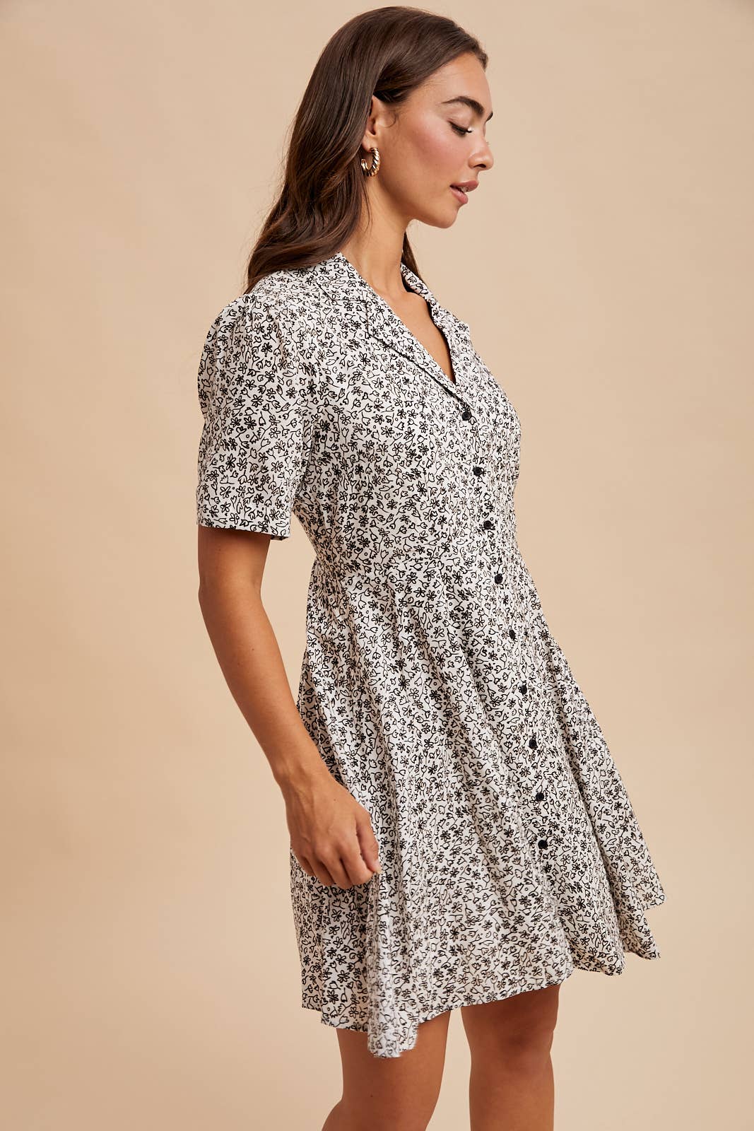 The Kitty Collared Button Down Mini Dress