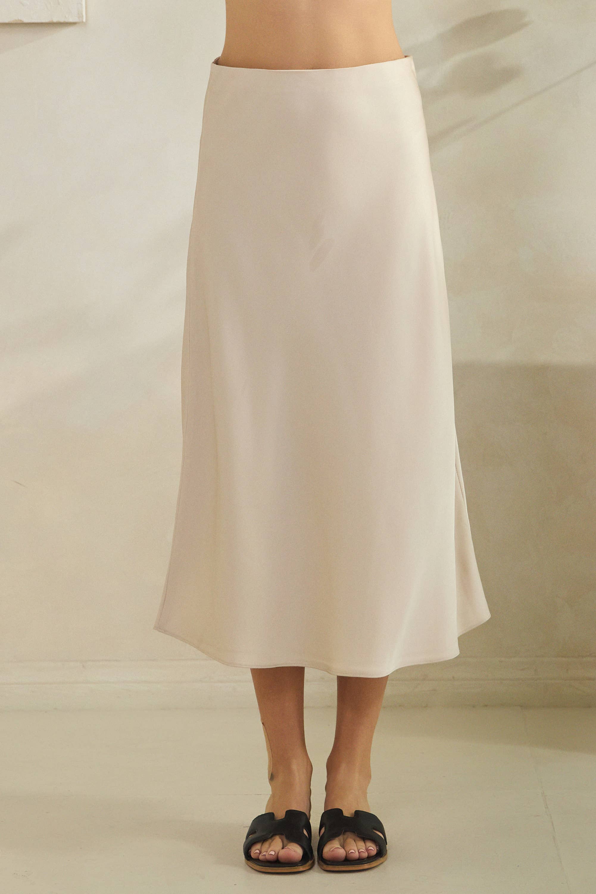 The Sally Satin Midi Skirt