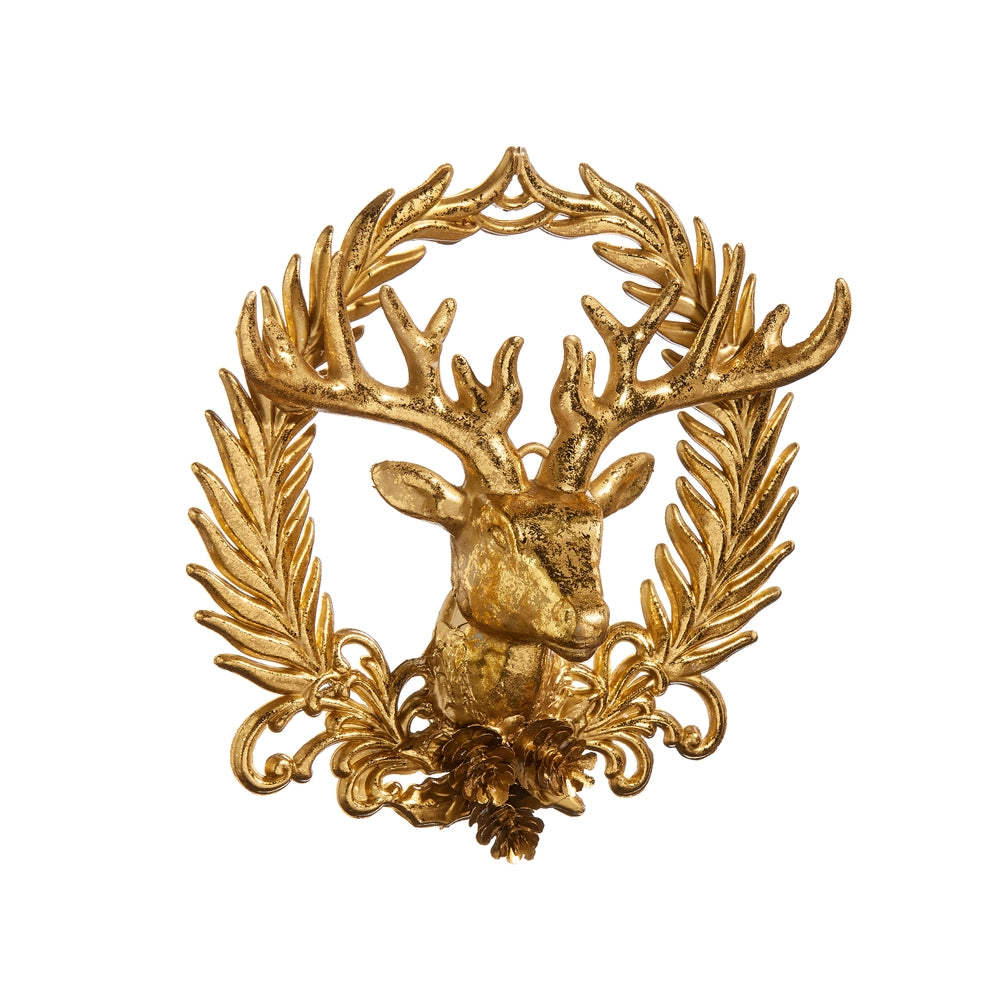 Deer With Wreath Emblem Ornament