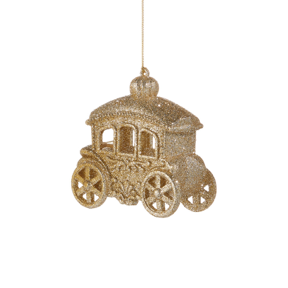 Champagne Glittered Carriage Ornament