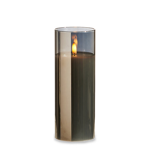 Smoke Glass Ivory Pillar Candle