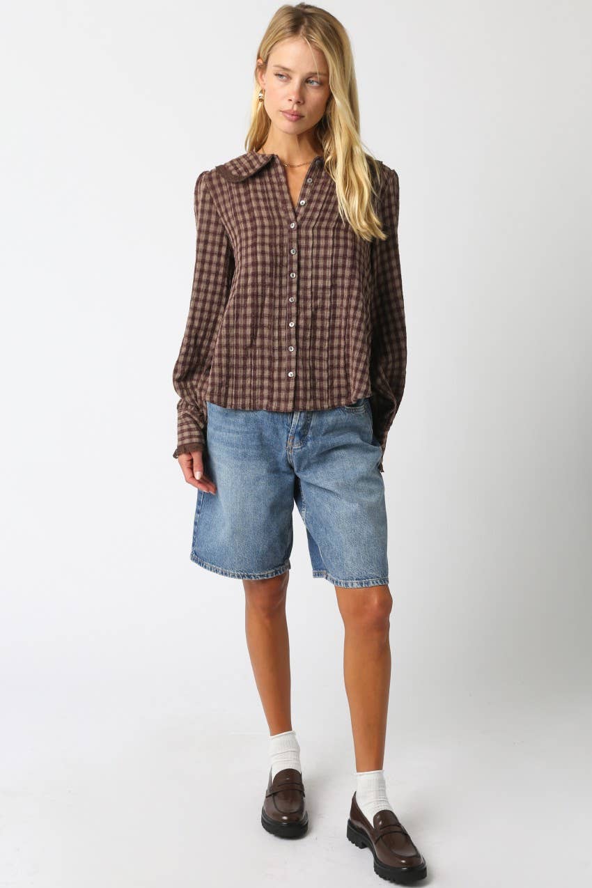The Angelie Plaid Blouse