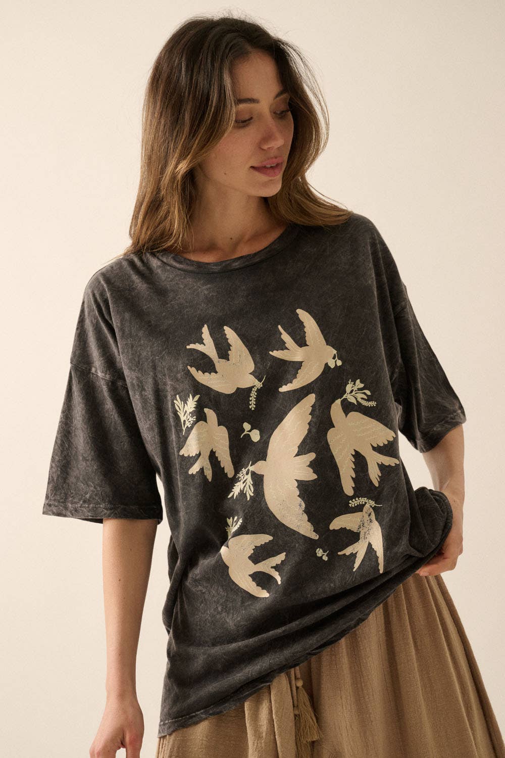 Birds Oversized Graphic Tee