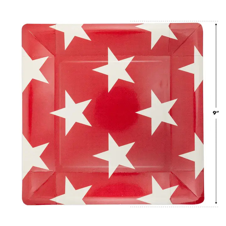 Hamptons Square Red Star Paper Plate