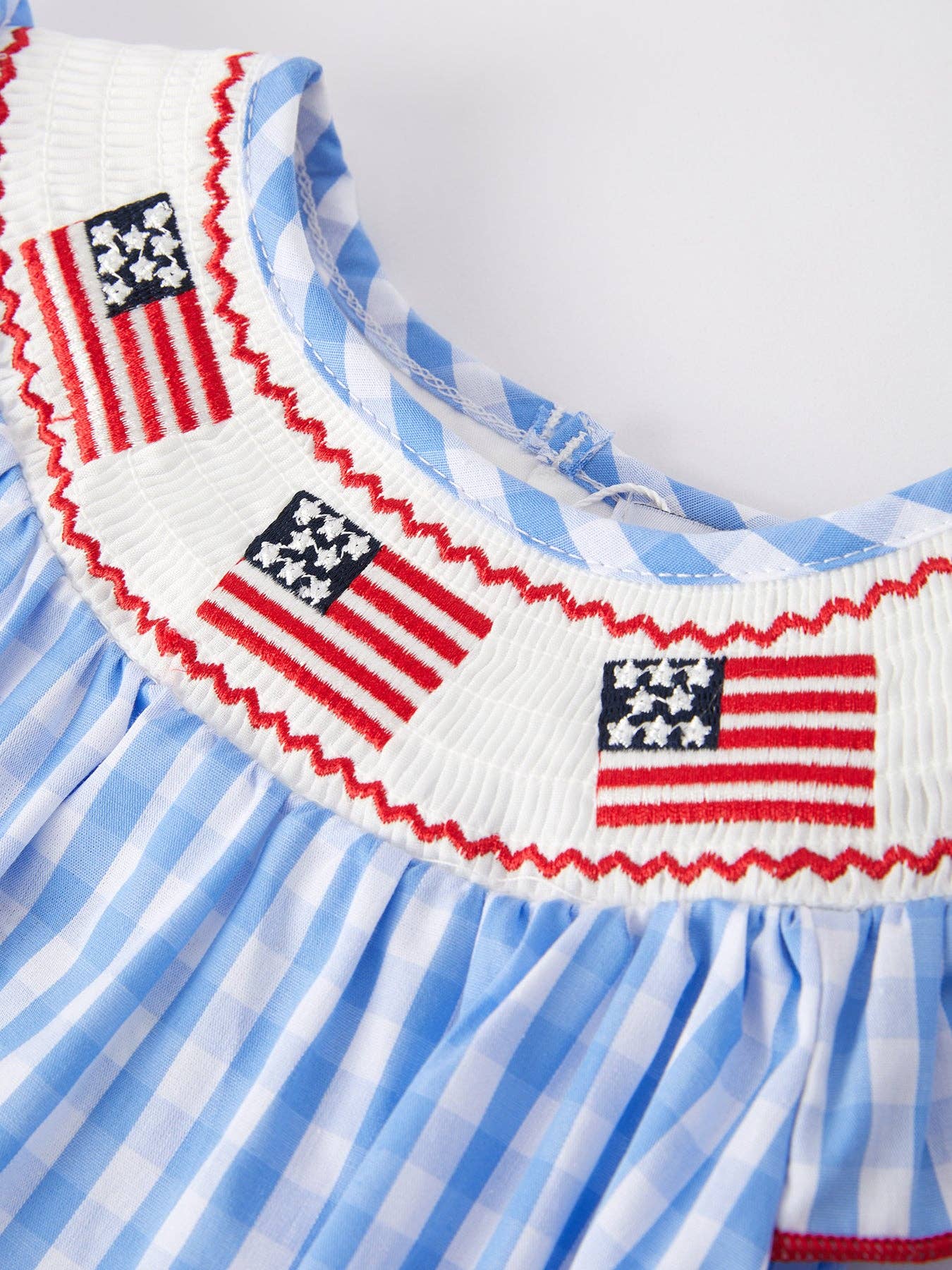Girls Embroidered Flag Romper