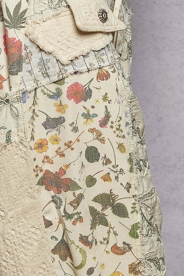 Floral patterned fabric with a textured background