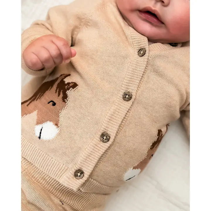 Horse Jacquard Sweater Knit Cardigan