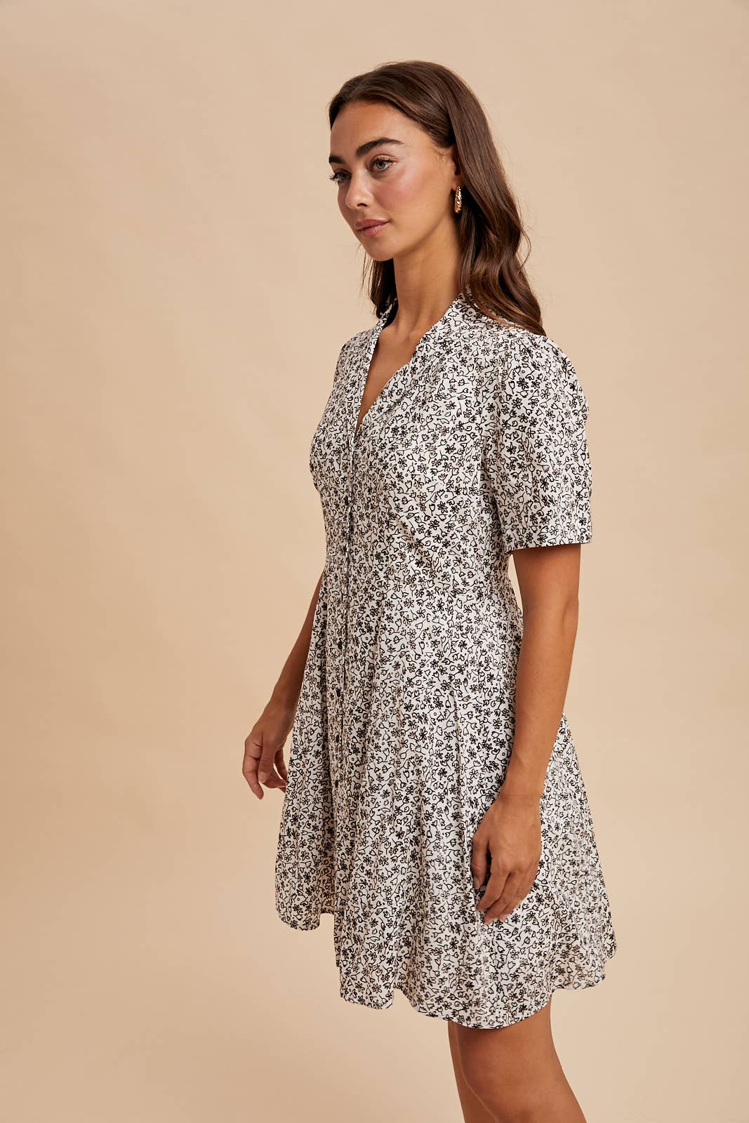 The Kitty Collared Button Down Mini Dress