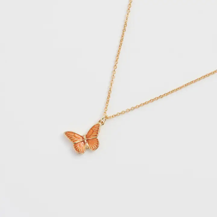 Orange Butterfly Necklace