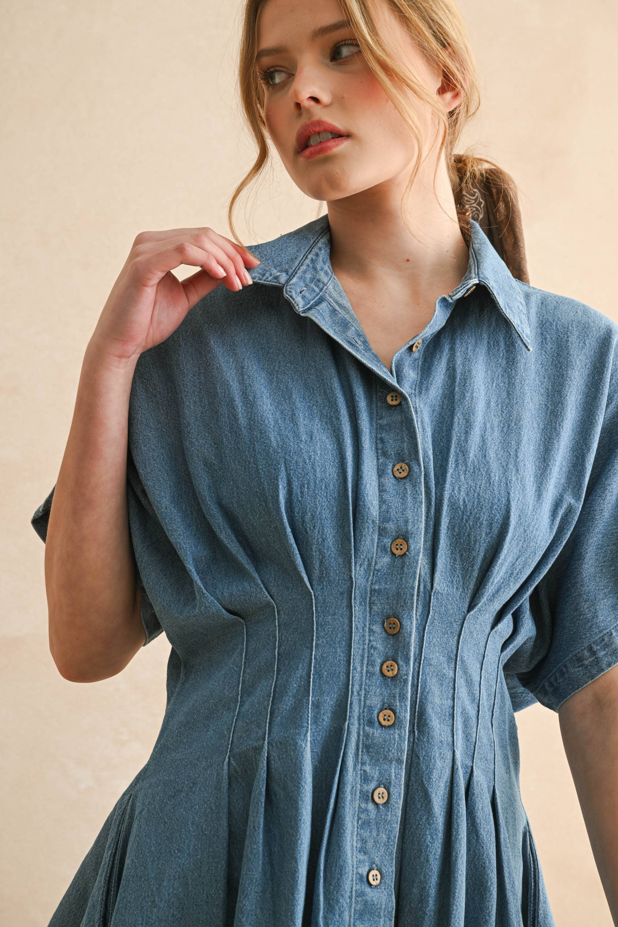 The Rachel Denim Button Down Dress