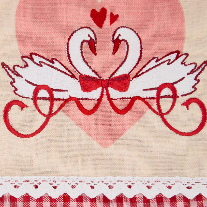 Sweet Swans Embellished Dishtowel