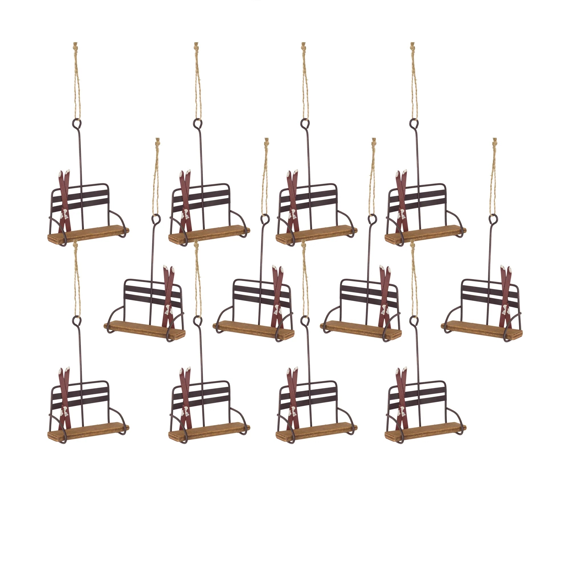 Ski Chair Lift Ornament with Skis