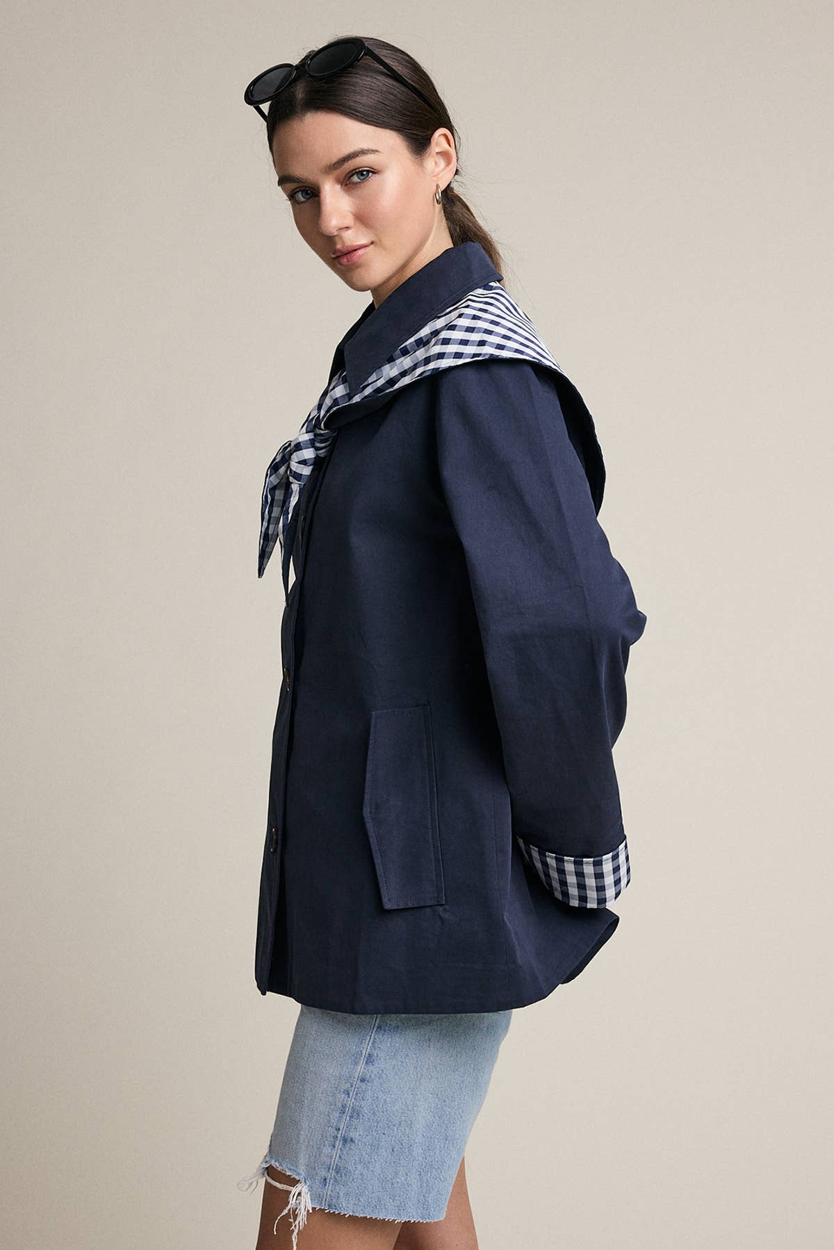 The Rain Gingham Scarf Jacket