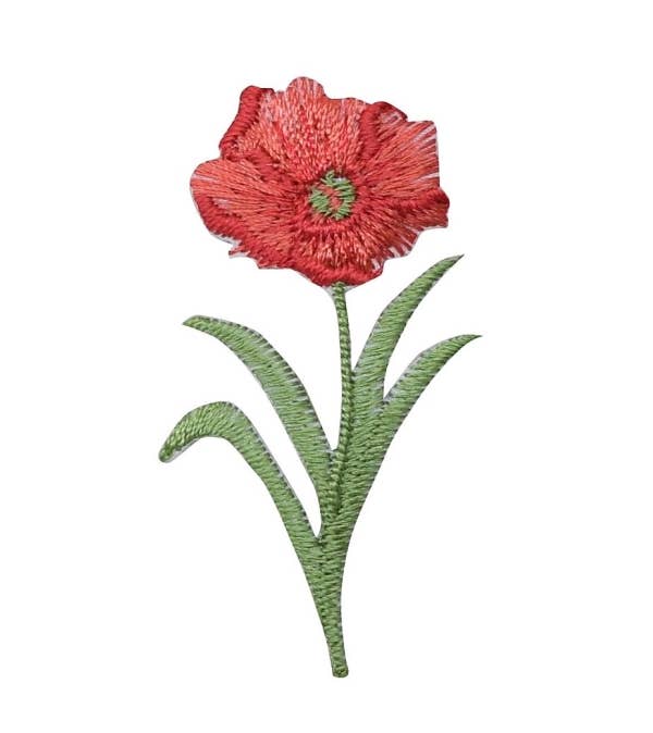 Iron on Patch: Red Poppy Flower