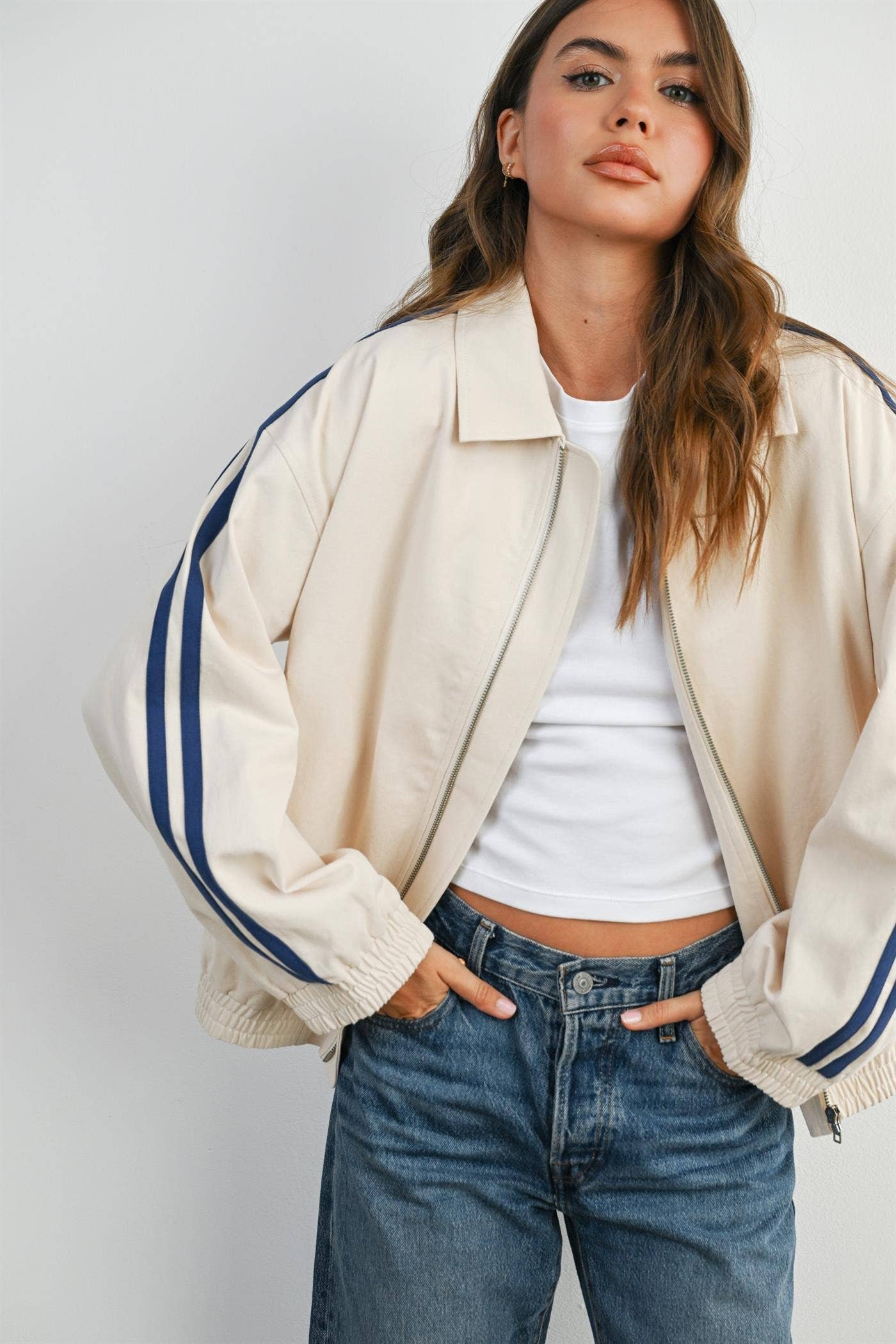 The Steve Striped  Zip-Up Jacket