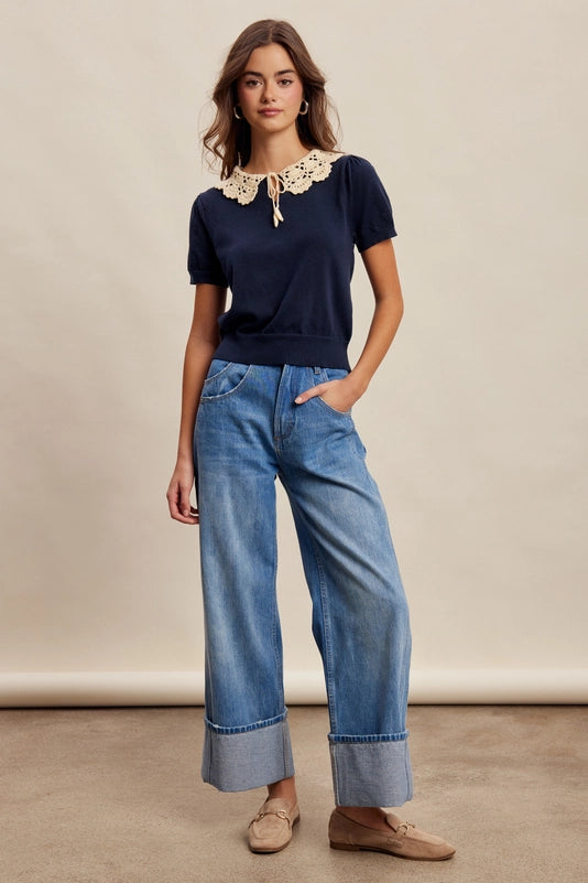 The Gracie Crochet Collar Top