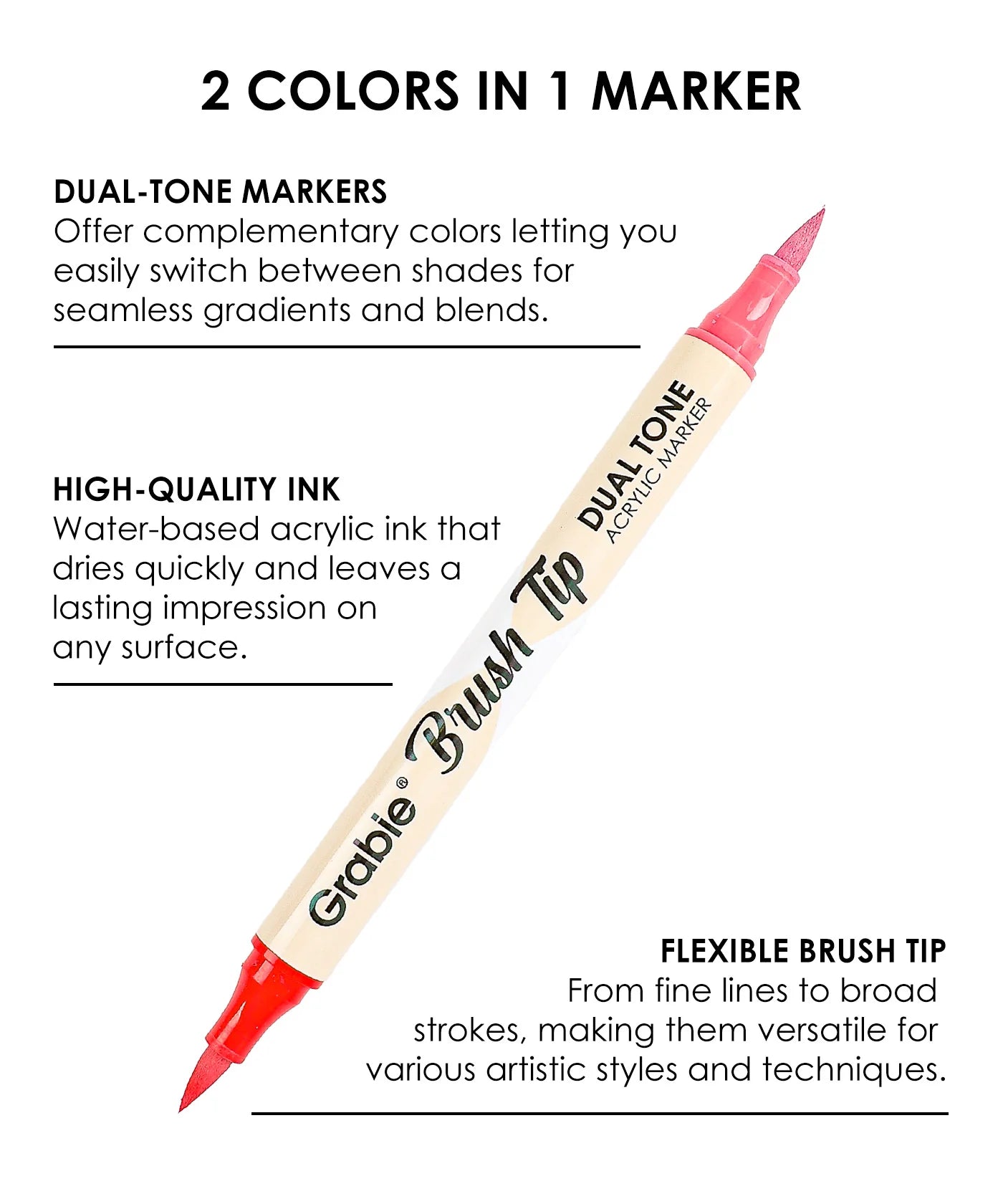 Dual Tone Brush Tip Acrylic Paint Marker Set