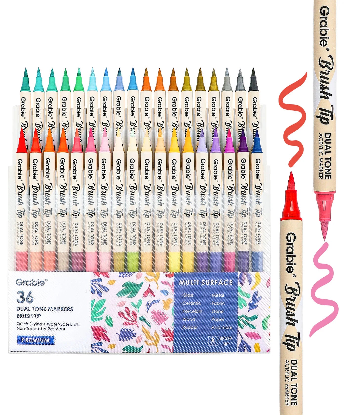 Dual Tone Brush Tip Acrylic Paint Marker Set