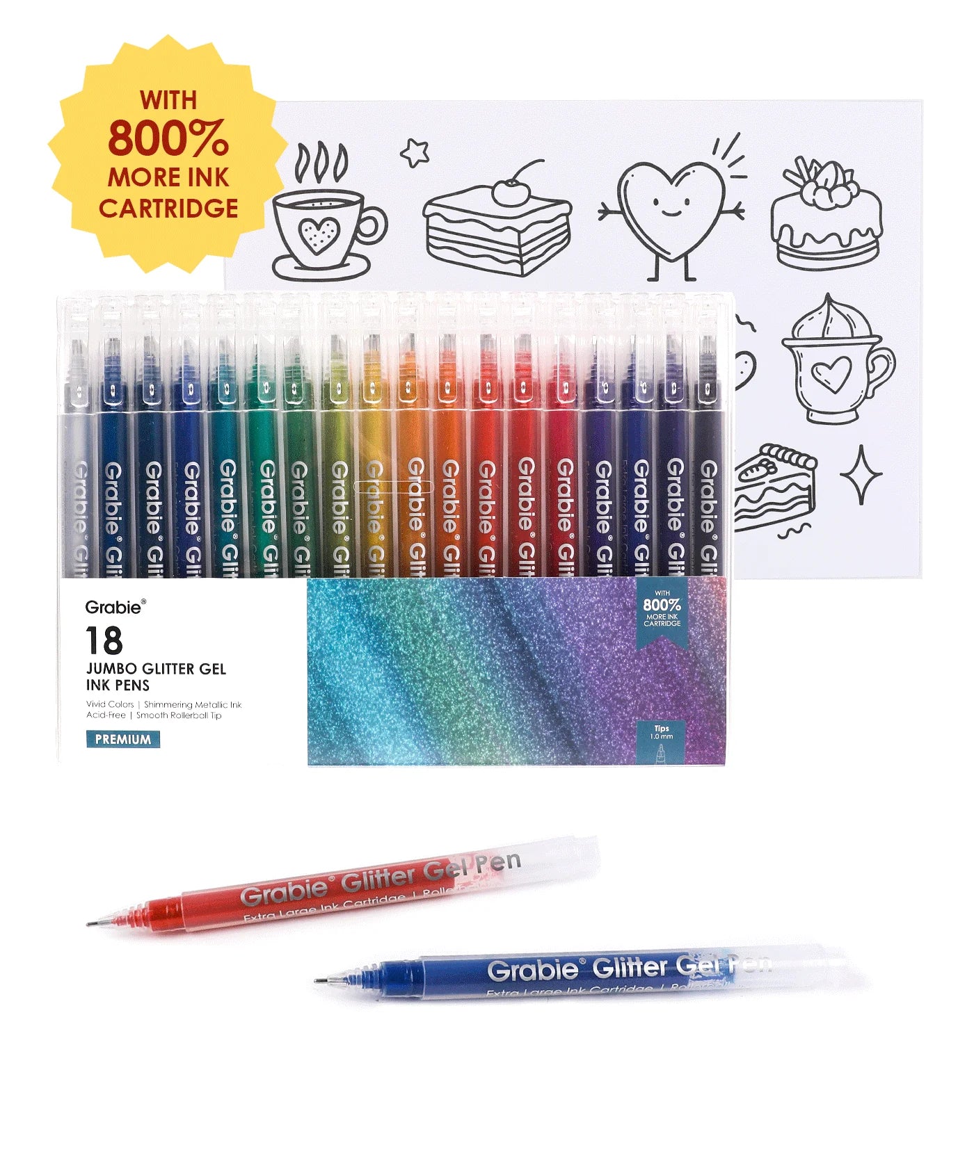 Jumbo Iridescent Glitter Gel Ink Pen Set