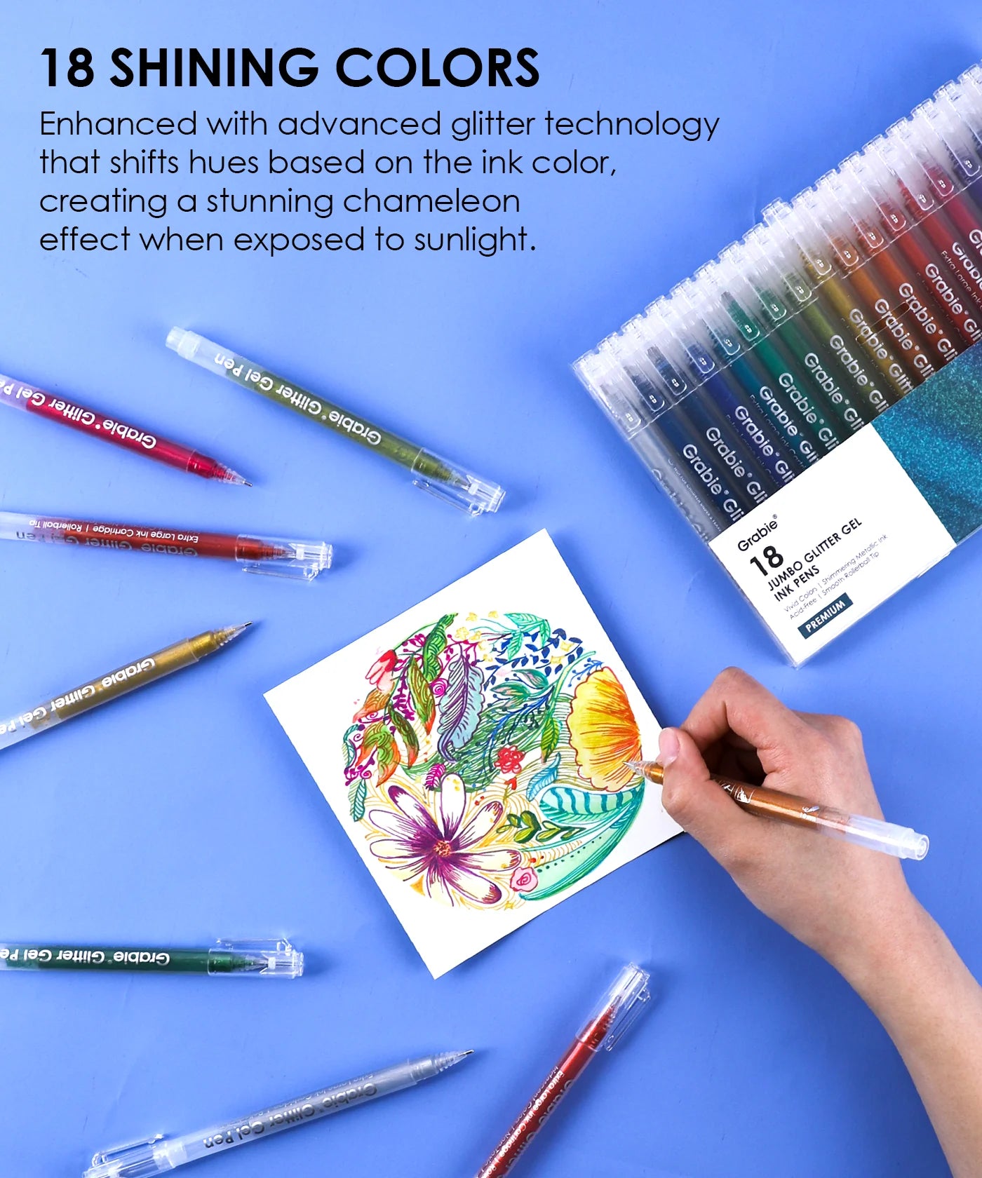Jumbo Iridescent Glitter Gel Ink Pen Set