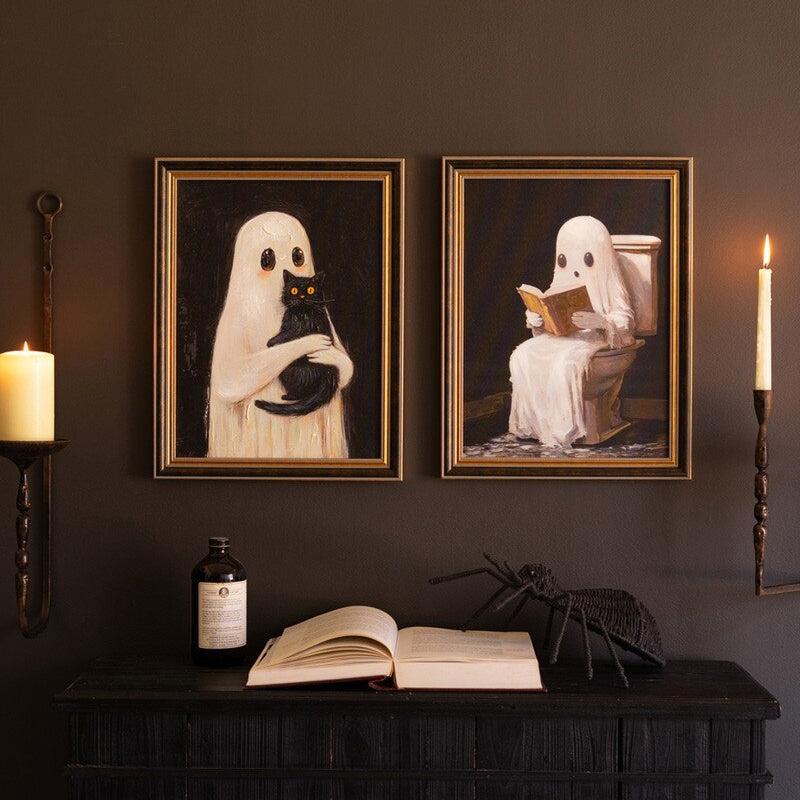 Framed Halloween Ghost Painting