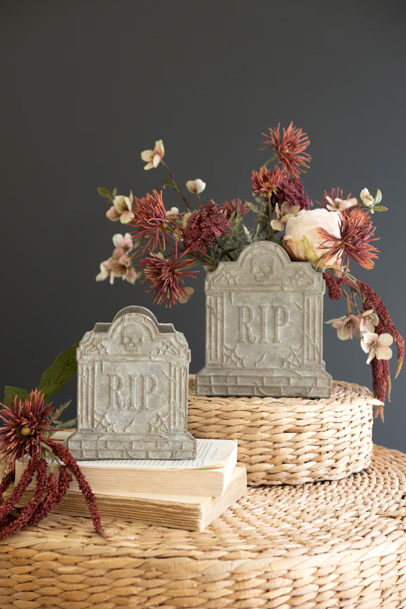 Halloween Cement RIP Vases