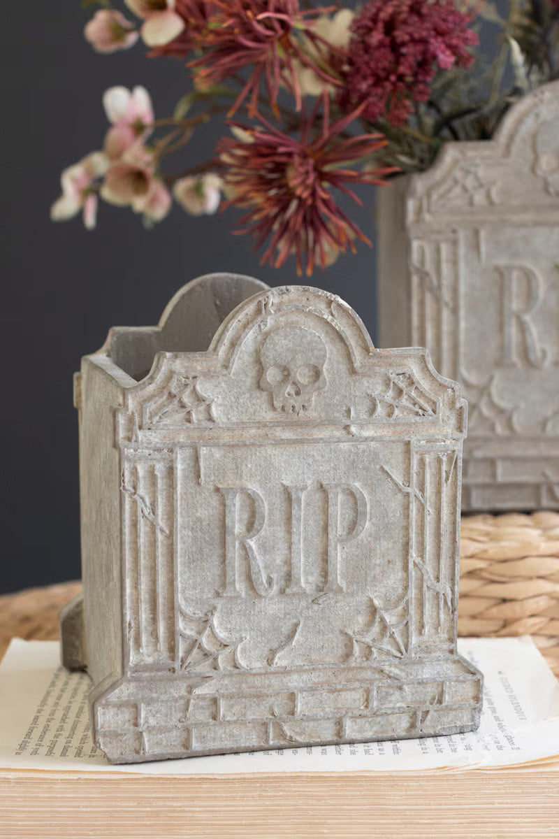 Halloween Cement RIP Vases