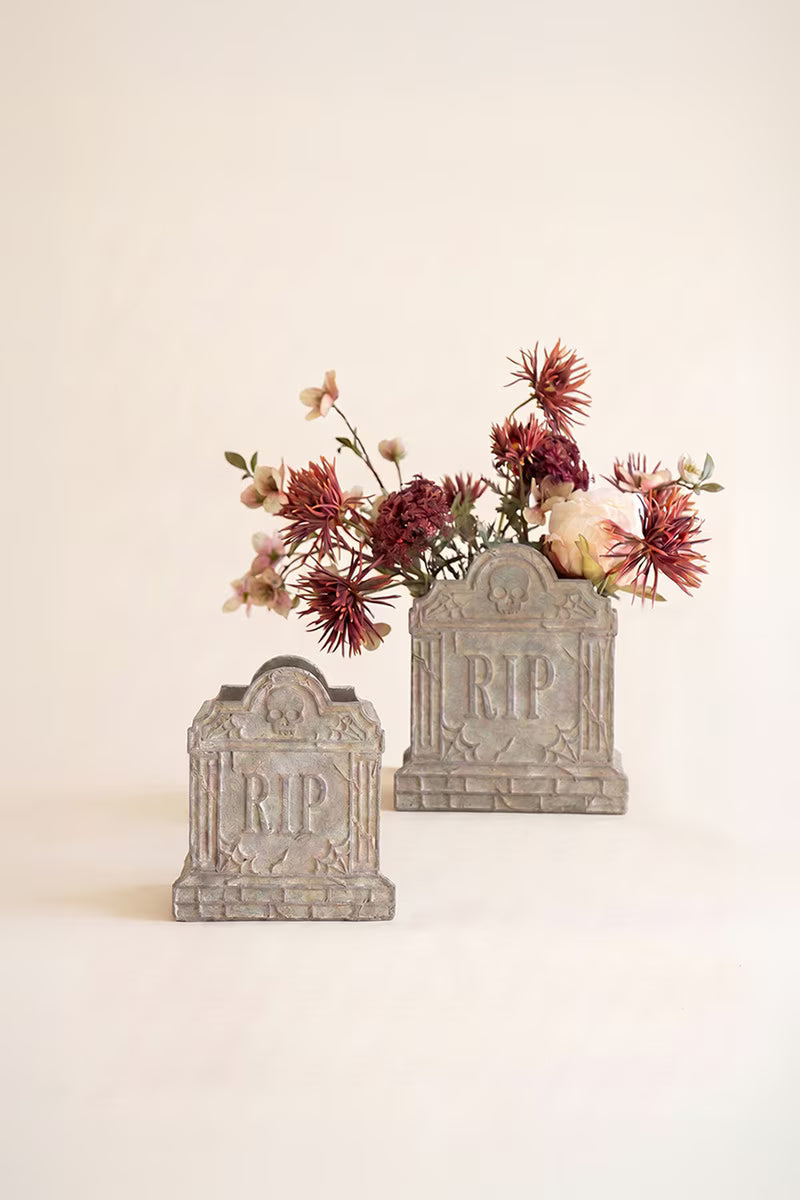 Halloween Cement RIP Vases