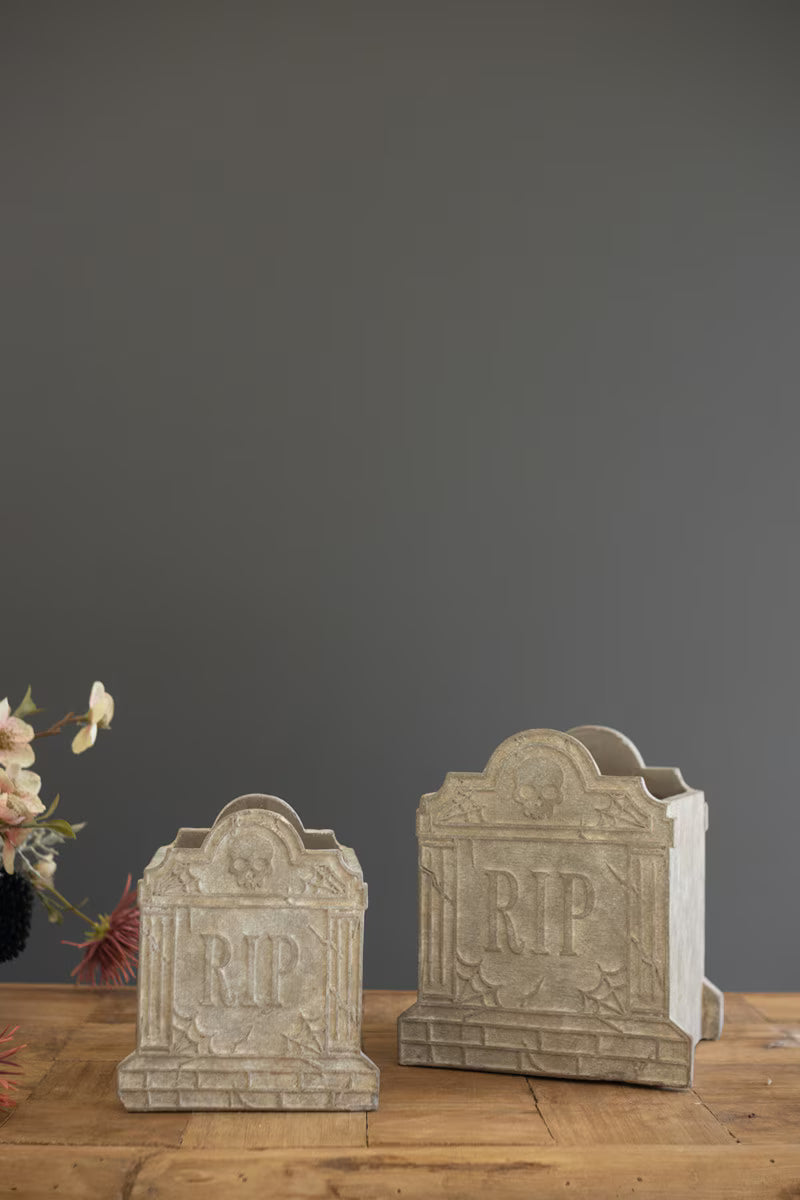 Halloween Cement RIP Vases