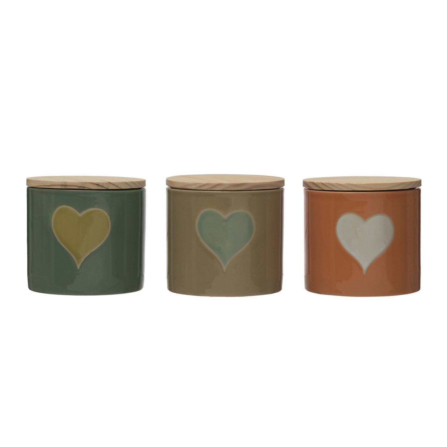 Heart Stoneware Canister with Bamboo Lid