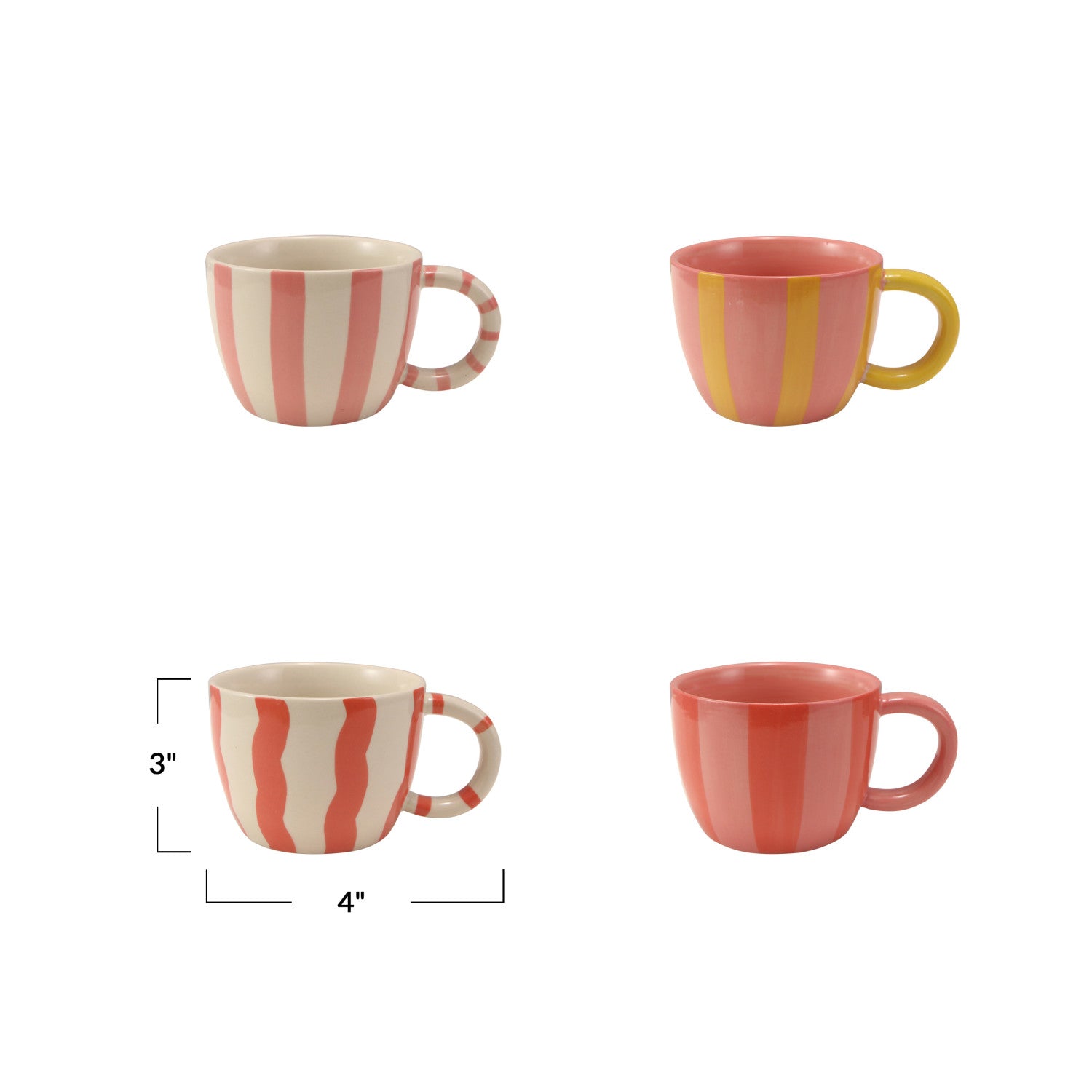 Hand-Painted Stoneware Striped Mug