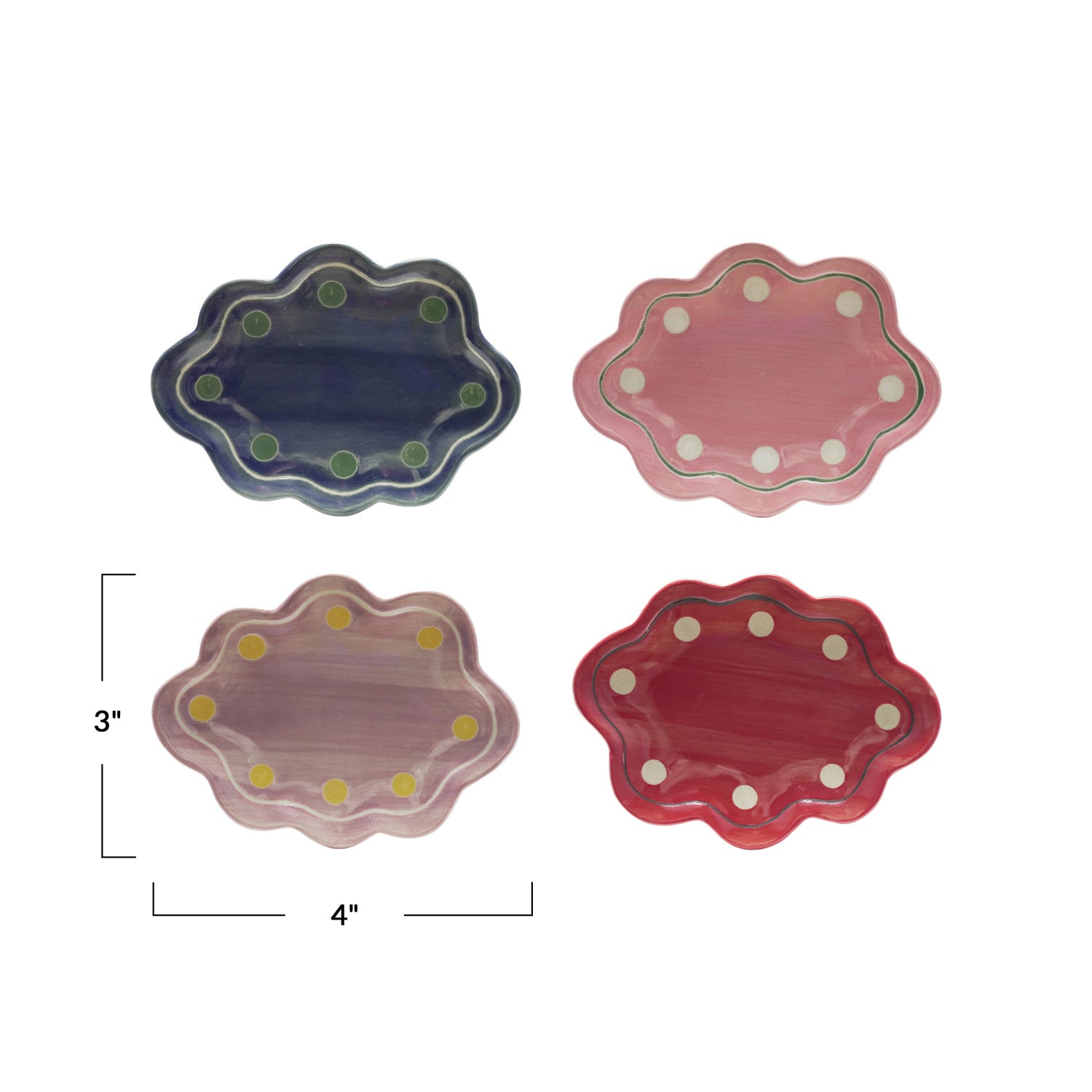 Scalloped Stoneware Dish with Dots